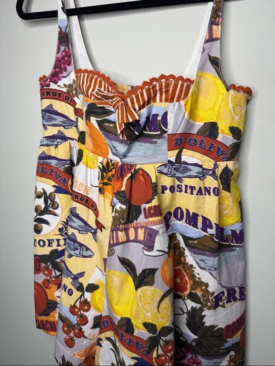 MAEVE Anthropologie Colorful Fruit Print Sundress with Bow - Picture 3 of 12